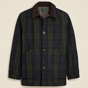 J. Crew Green and Navy Plaid Trench Coat